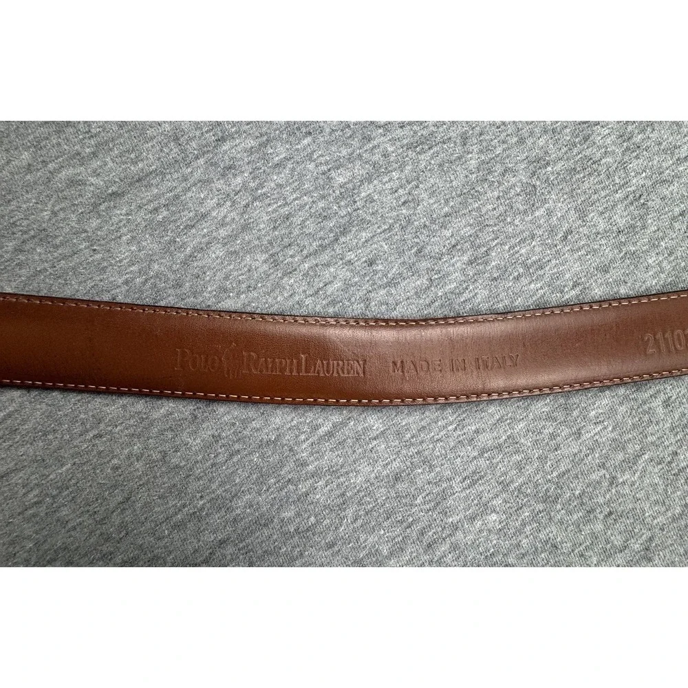 Polo Ralph Lauren Mens Leather Belt Sz 38 Brass Buckle Made In Italy‎ 2110380